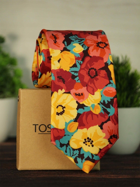 

Tossido Men Red & Yellow Printed Broad Tie