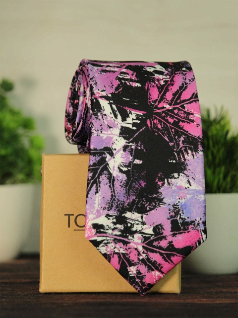 

Tossido Men Black & Pink Printed Broad Tie