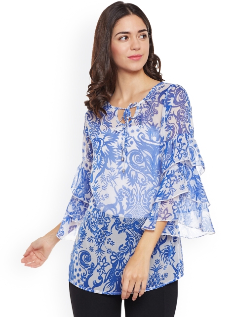 

WISSTLER Women Blue Printed Top