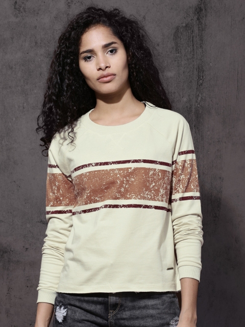

Roadster Women Off-White Printed Sweatshirt
