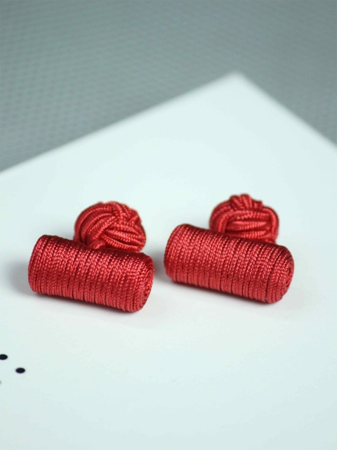 

Tossido Men Red Fabric Geometric Formal Cufflink