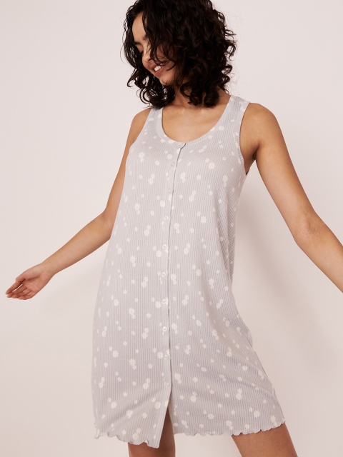 

La Vie en Rose Grey Printed Nightdress