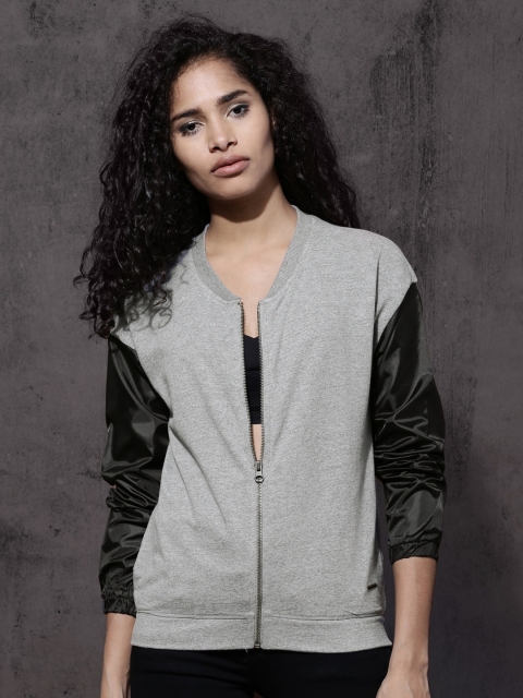 

Roadster Women Grey Solid Sweatshirt