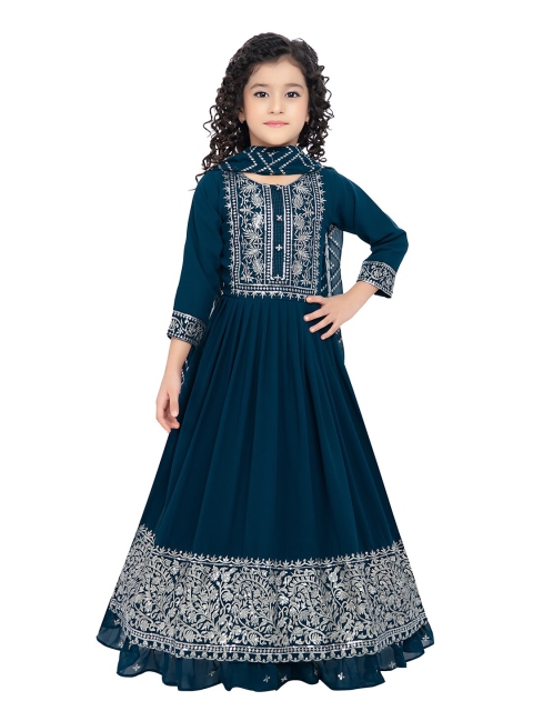 

BETTY Blue Embellished Georgette Maxi Dress