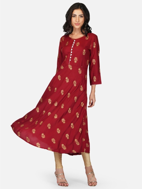 

Aarti Fashion Women Maroon Ethnic Motifs Printed Anarkali Kurta