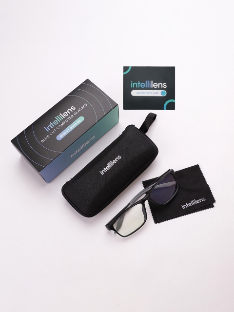 

Intellilens Unisex Transparent & Black Full Rim Square Frames