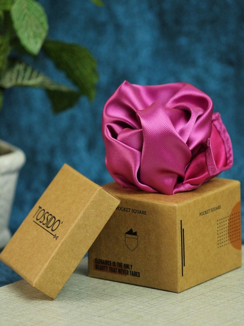 

Tossido Men Pink Solid Microfiber Pocket Square