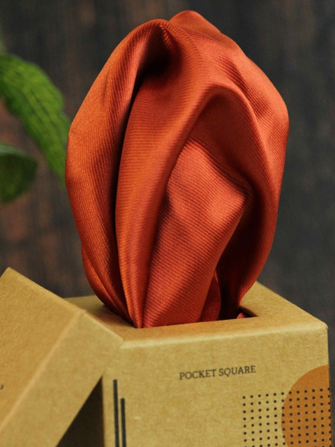 

Tossido Men Orange Colored Solid Pocket Squares