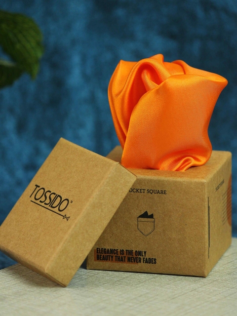 

Tossido Men Orange Solid Pocket Square