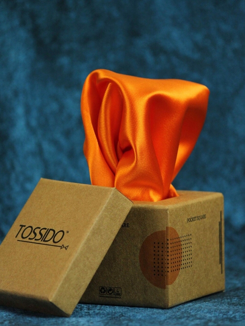 

Tossido Men Orange Solid Microfiber Pocket Square