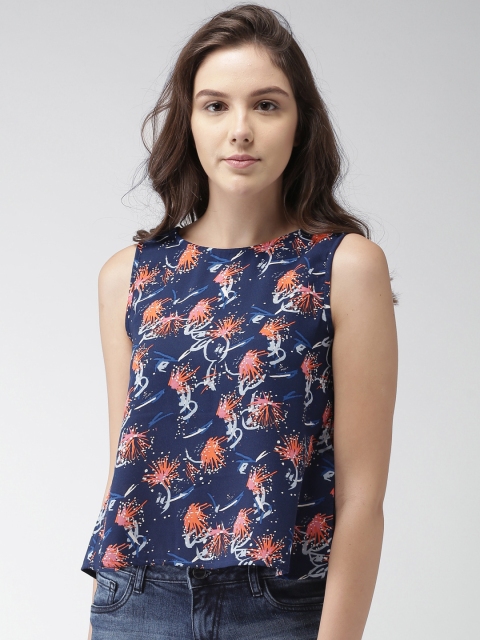 

Mast & Harbour Women Navy Blue Printed Top