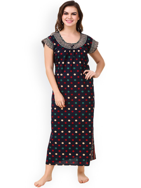 

Masha Navy Printed Maxi Nightdress NT-A130-803, Navy blue