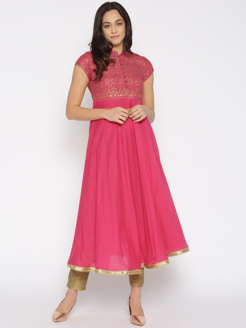

Biba Women Pink Yoke Design Anarkali Kurta