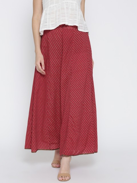 

Biba Women Red Striped Flared Palazzos, Na