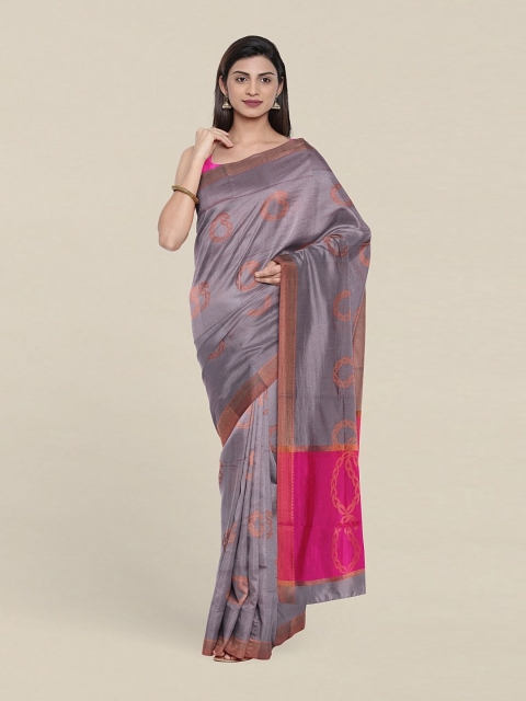 

Pothys Grey & Pink Woven Design Zari Pure Cotton Saree
