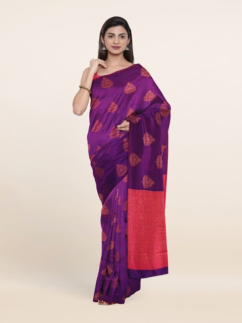 

Pothys Purple & Red Woven Design Zari Pure Silk Saree