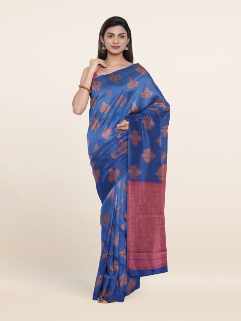 

Pothys Blue & Pink Woven Design Zari Pure Silk Saree