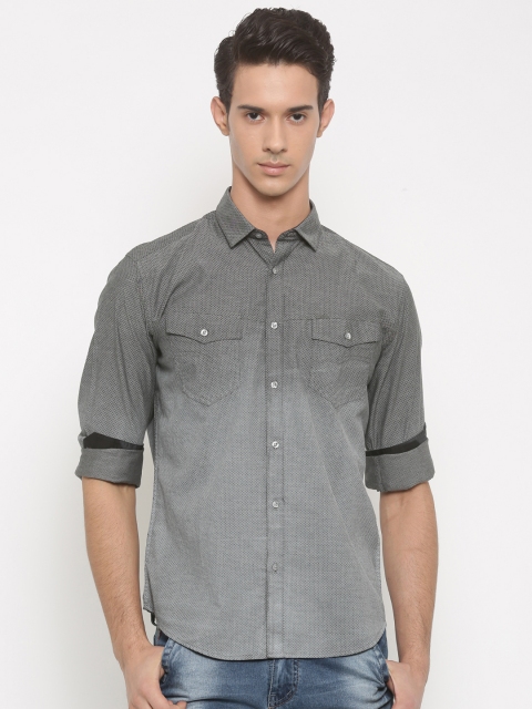 

V Dot by Van Heusen Men Grey Slim Fit Printed Casual Shirt
