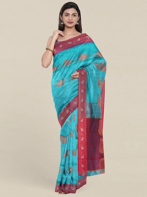 

Pothys Blue & Red Ethnic Motifs Zari Jute Cotton Saree