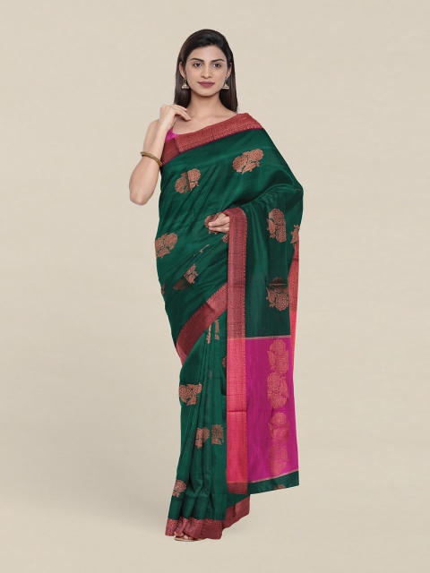 

Pothys Green & Pink Woven Design Zari Pure Cotton Saree