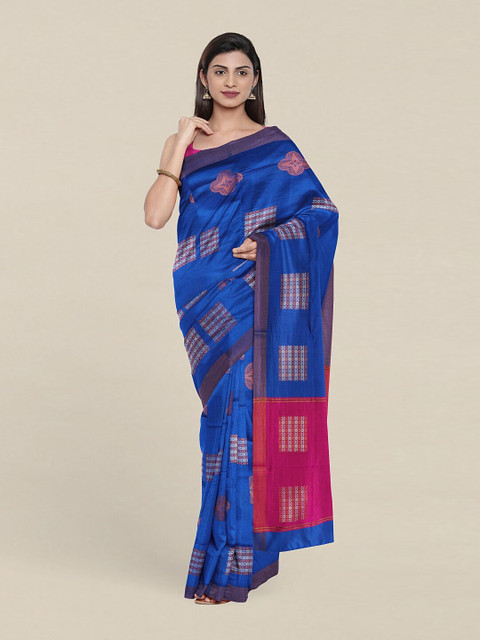 

Pothys Blue & Pink Woven Design Zari Pure Cotton Saree