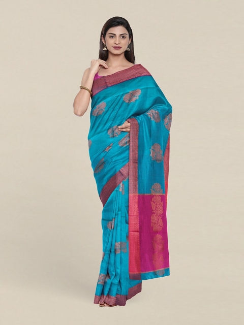 

Pothys Blue & Pink Ethnic Motifs Zari Pure Cotton Saree