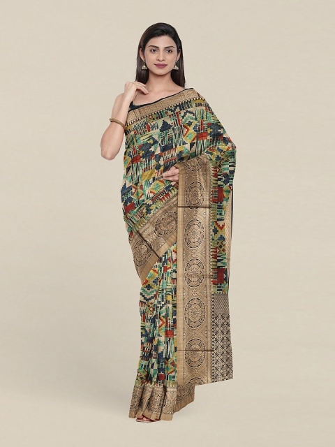

Pothys Green & Blue Floral Art Silk Saree