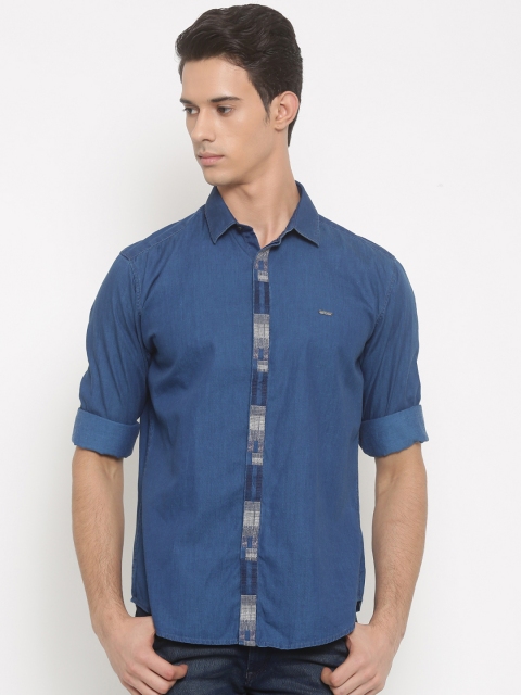 

V Dot by Van Heusen Men Blue Slim Fit Solid Casual Shirt