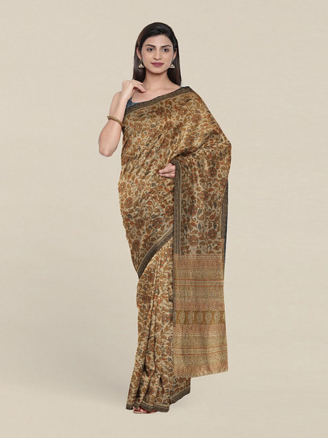 

Pothys Green & Brown Kalamkari Art Silk Saree