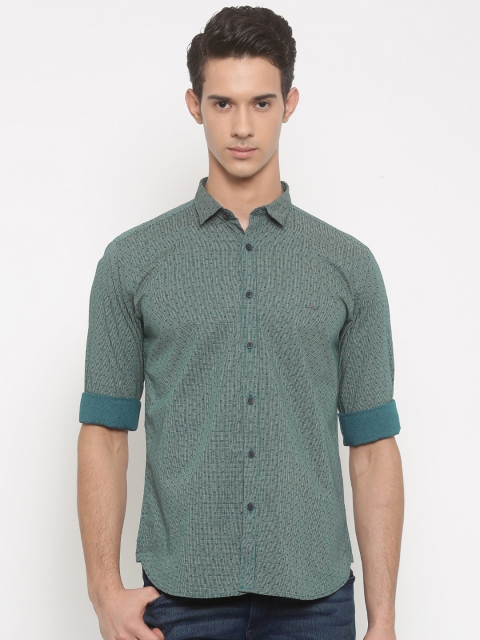 

V Dot by Van Heusen Men Blue & Yellow Slim Fit Printed Casual Shirt