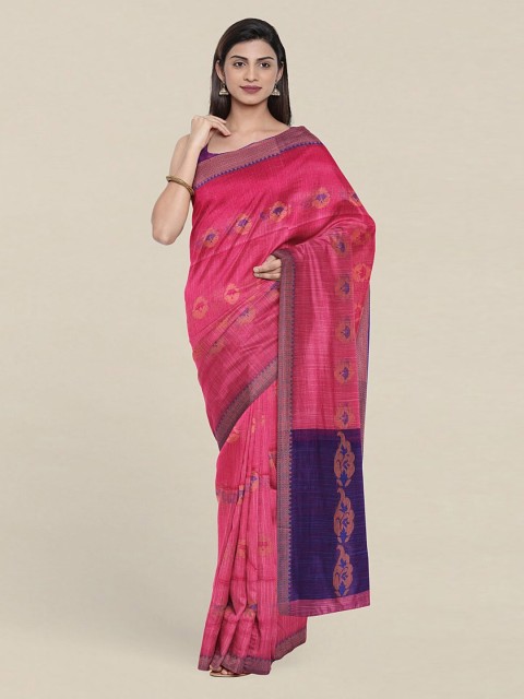 

Pothys Pink & Copper-Toned Woven Design Zari Jute Cotton Saree