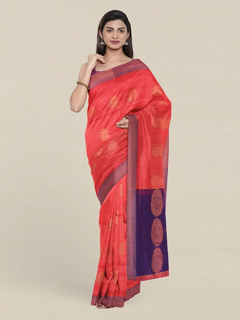 

Pothys Pink & Purple Woven Design Zari Jute Cotton Saree