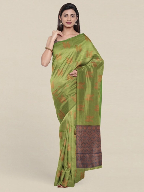 

Pothys Green & Copper-Toned Woven Design Zari Art Silk Saree