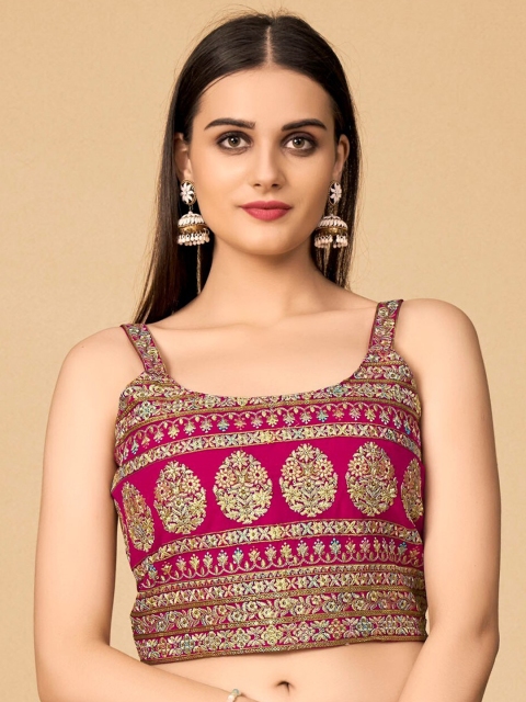 

DRESSTIVE Women Pink Embroidered Saree Blouse