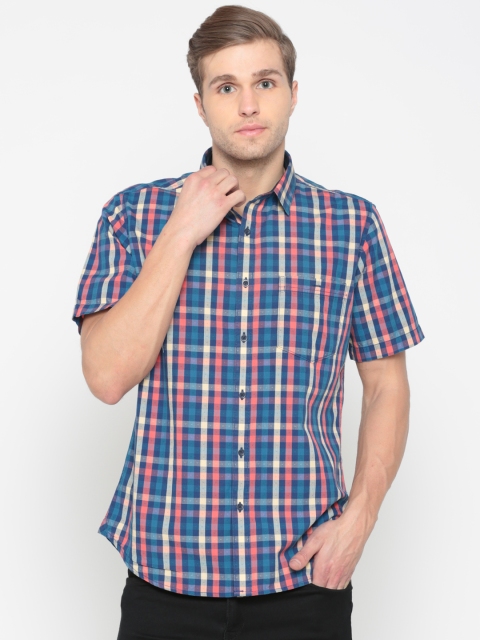 

Van Heusen Sport Men Blue & Pink Slim Fit Checked Casual Shirt