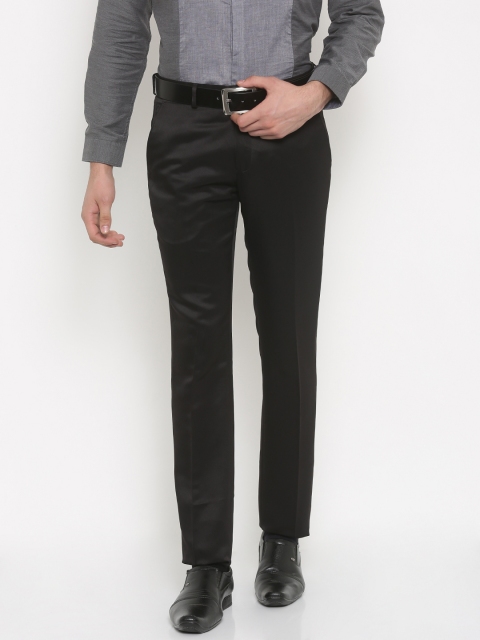 

V Dot by Van Heusen Men Black Skinny Fit Solid Regular Trousers