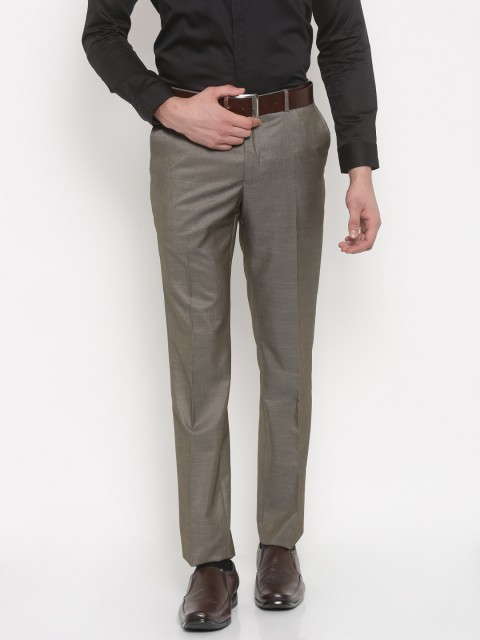 

V Dot by Van Heusen Men Brown Slim Fit Solid Formal Trousers