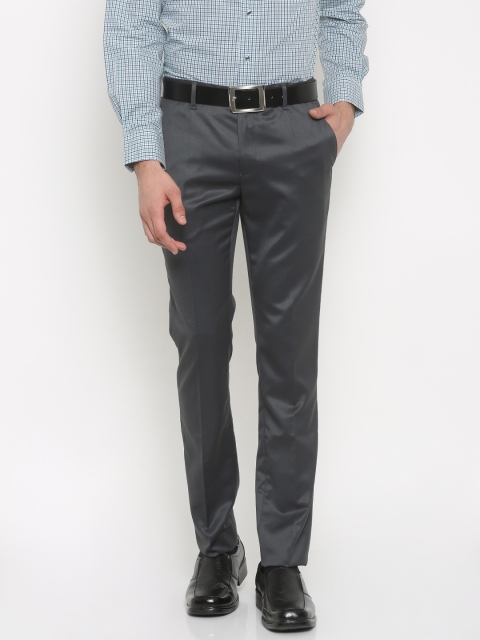 

V Dot by Van Heusen Men Grey Skinny Fit Solid Formal Trousers