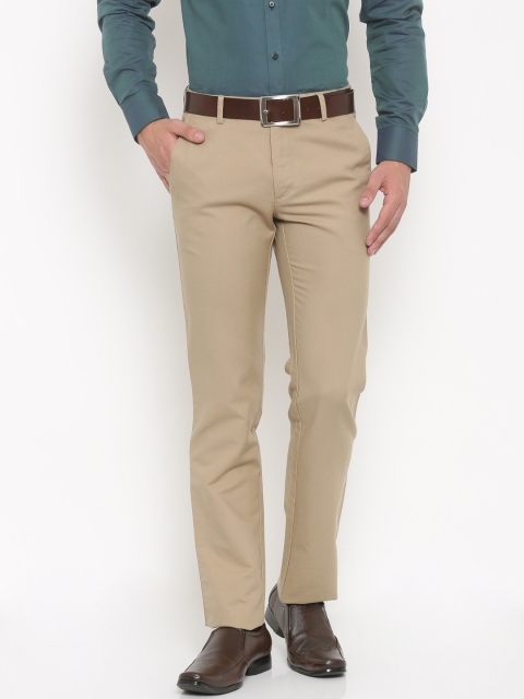 

Van Heusen Men Khaki Slim Fit Solid Formal Trousers