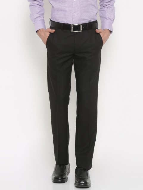 

Van Heusen Men Black Slim Fit Solid Formal Trousers