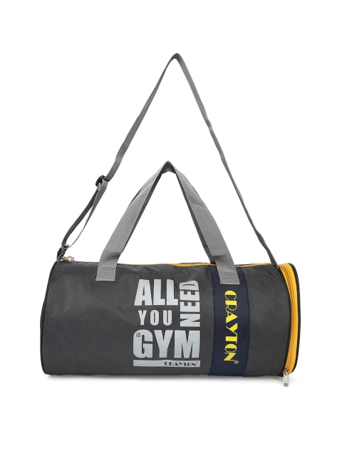 

CRAYTON Grey & Yellow Printed Duffle Bag With Shoe Compartment