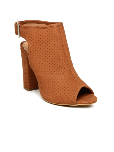 

Carlton London Women Brown Solid Perforated Leather Mules