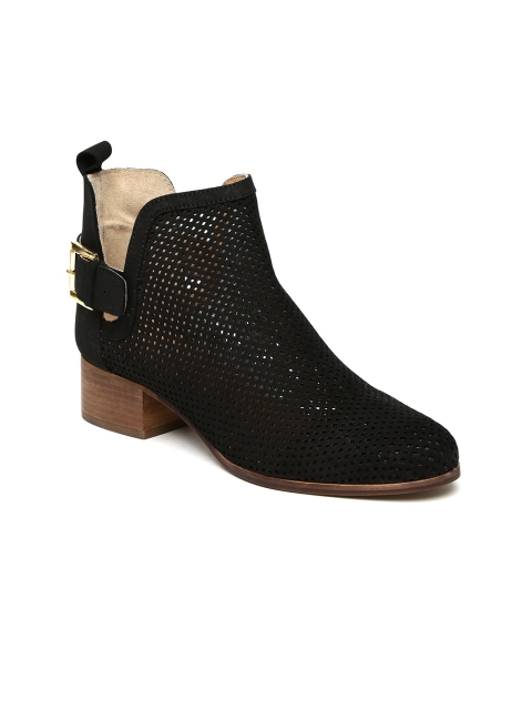 

Carlton London Women Black Laser Cut Heeled Boots