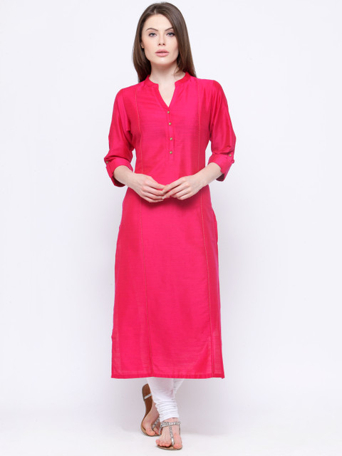 

Shree Women Magenta Solid Straight Kurta