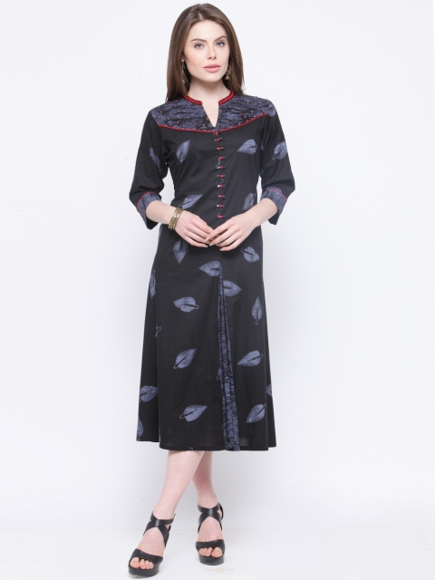 

Shree Women Black Printed A-Line Kurta