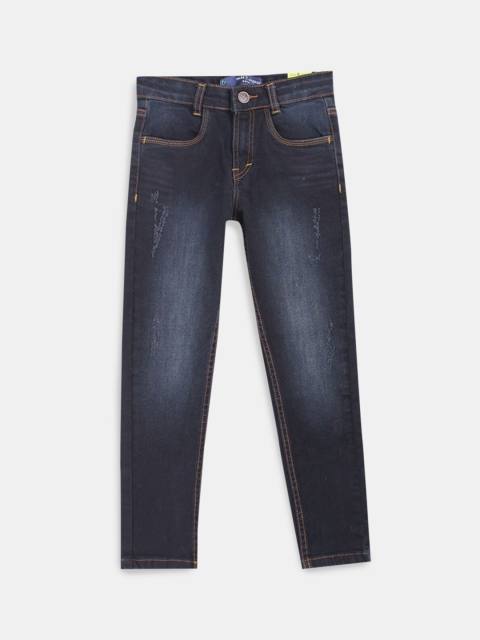 

Hopscotch Boys Black High-Rise Mildly Distressed Light Fade Stretchable Jeans