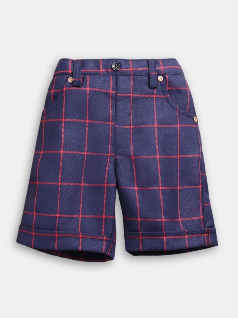 

Hopscotch Boys Navy Blue Checked Pure Cotton Shorts