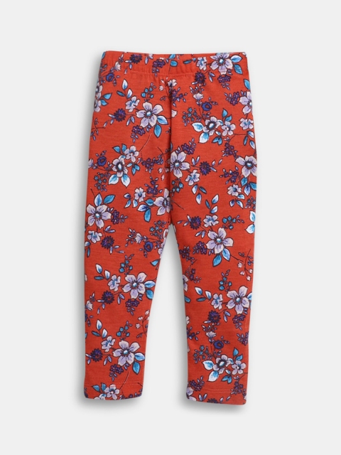 

Hopscotch Girls Peach Floral Print Ankle-Length Leggings