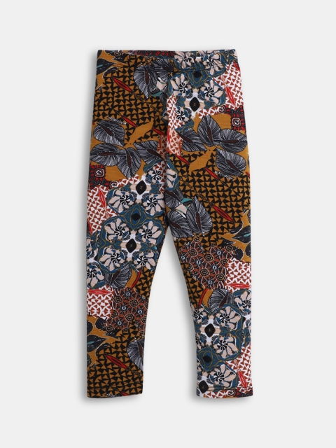 

Hopscotch Girls Brown Printed Ankle-Length Leggings