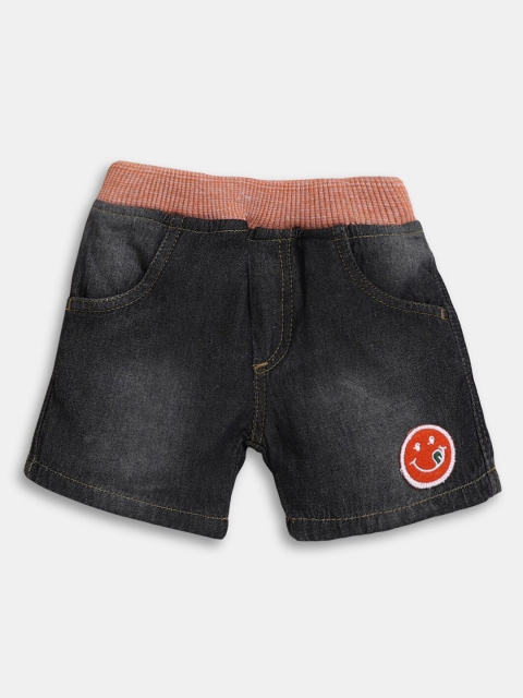 

Hopscotch Boys Black Embroidered Cotton Shorts